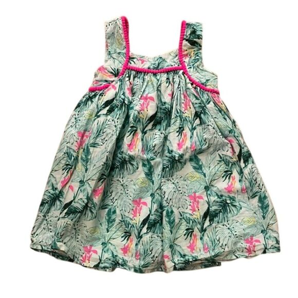 Tommy Bahama Green & Pink Tropical Print Girls Dress Size 4T Sleeveless Summer - Picture 1 of 10